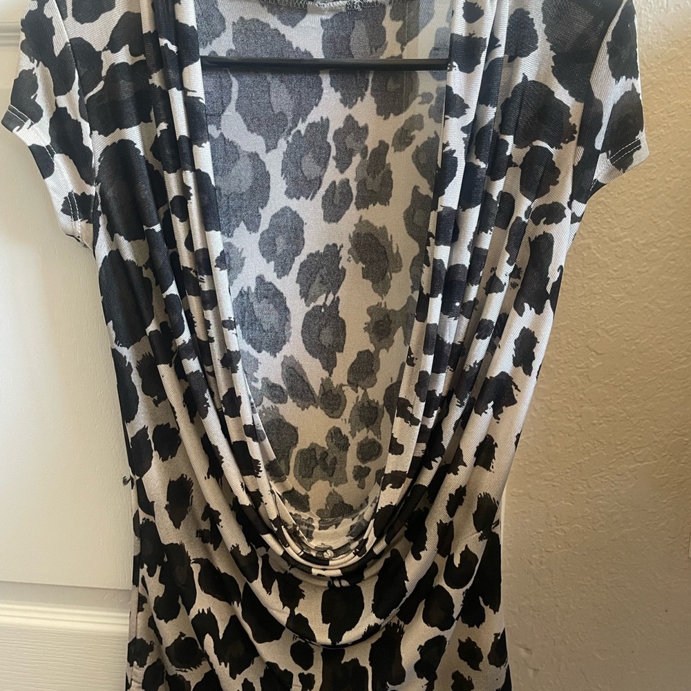 Charlotte Russe Animal Print Cowl Neck Top
